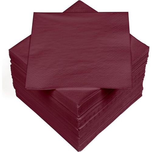 Kal-Lot De 100 Serviettes Unies Triple Épaisseur, 33 X 33 Cm, Qualité Uniforme Pour Les Événements Et La Restauration, Pratiques, Très Absorbantes Et Élégantes, Bordeaux
