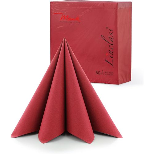 Kal-Lot De 50 Serviettes Bordeaux - Édition De Qualité Supérieure Pour Mariages Et Fêtes - En Airlaid - Aspect Tissu - 40 X 40 Cm - Pliage En ¿ - Rouge