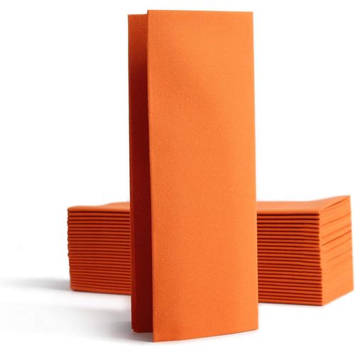 Kal-Chic Airlaid 50 Serviettes De Table Jetables En Tissu 1/8 De Qualité Supérieure Orange 32 X 40 Cm