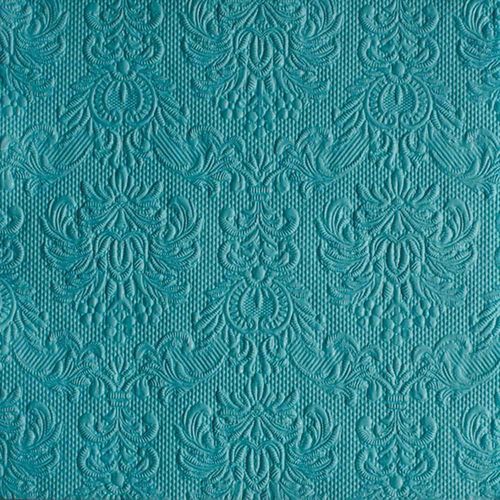 Kal-Serviettes Lunch/Party 33x 33cm Elegance Bleu Pétrole Estampé/Embossed