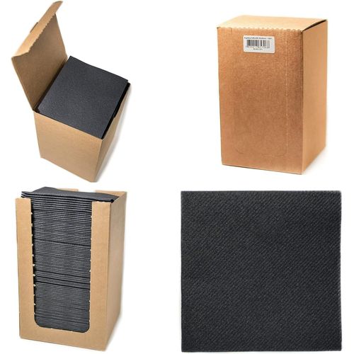 Kal-Chic Airlaid Lot De 100 Serviettes De Table Jetables Aspect Tissu Noir 20 X 20 Cm