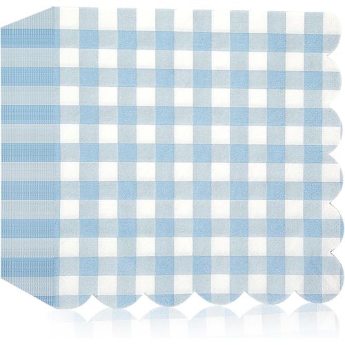 Kal-Lot De 40 Serviettes De Table Jetables En Papier Vichy - Bleu - Pour Cocktail, Mariage, Fête, Fête Prénatale, Anniversaire, Fête - 33 X 33 Cm