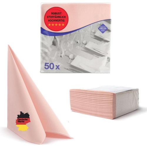 Kal-Serviettes Airlaid - Style Tissu - 26 Couleurs - 40 X 40 Cm - Qualité Supérieure - Serviettes De Mariage, Pour Un Anniversaire - Lot De 50 Rose Layette