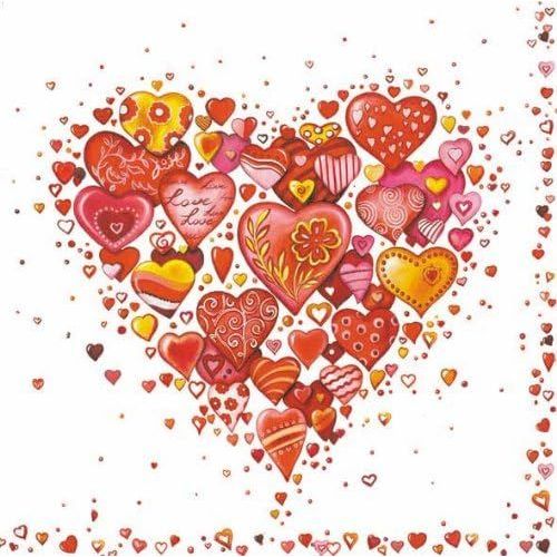 Kal-Serviettes 33 X 33 Cm With Love Lot De 3¿Blanc