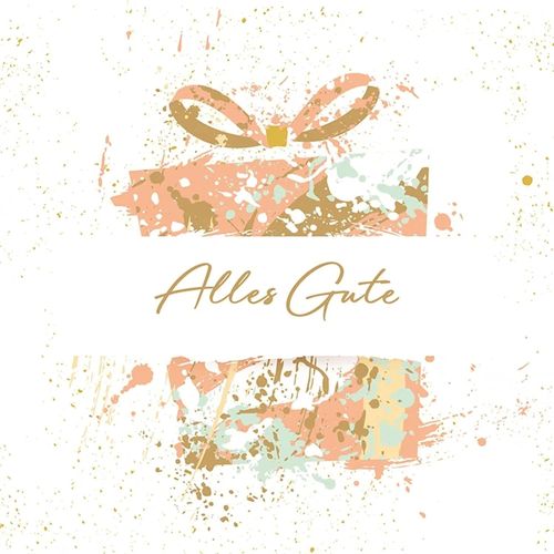 Kal-Lot De 20 Serviettes « Alles Gute » Pour Anniversaire, Mariage, Fête Prénatale, Confirmation, Découpage, Technique De Serviette, Décoration De Table, 33 X 33 Cm