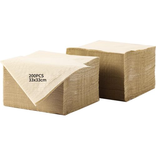 Kal-Lot De 200 Serviettes De Table En Bambou Jetables Serviettes 2 Plis Beige De Qualité Serviette Papier Mariage Anniversaire Restaurant 33 * 33cm