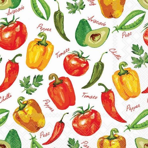 Kal-Serviettes Décorées - Légumes - Lot De 20