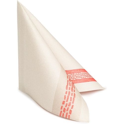 Kal-Serviette De Table En Papier Effet Tissu - Jetable, Durable, 50 Pièces, 40x40 Cm, Couleur Crème Avec Décoration Corail