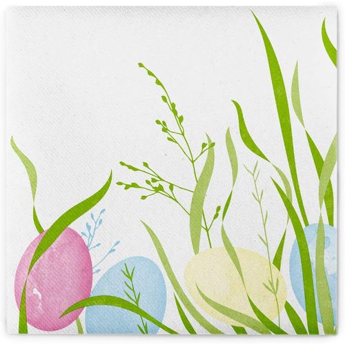 Kal-Airlaid Lot De 50 Serviettes De Table Jetables, De Qualité Supérieure, Aspect Tissu Et Absorbantes, 40 X 40 Cm, Idéales Pour Pâques, Motif D'?ufs De Pâques, Printemps