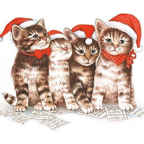 Kal-Serviettes De Table Motif Chats Chantants Noël