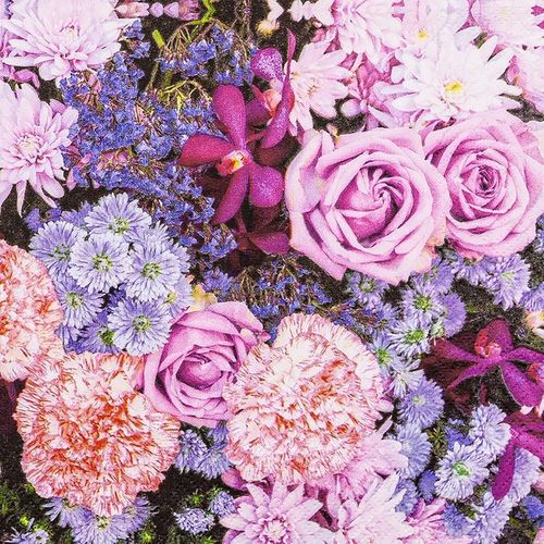 Kal-Lot De 20 Petites Serviettes De Cocktail - Motif Fleurs Roses Et Lilas - Idéales Pour Décoration De Table - Conviennent Également Pour Le Découpage Et La Technique Des Serviettes - 25 X 25 Cm