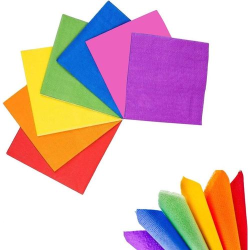 Kal-Serviettes En Papier, 140 Pièces Serviettes En Papier De Couleur, Serviettes En Papier Pour Le Déjeuner, Serviette En Papier Cocktail, Pour La Décoration , Fête D'anniversaire, Mariage (7 Couleur