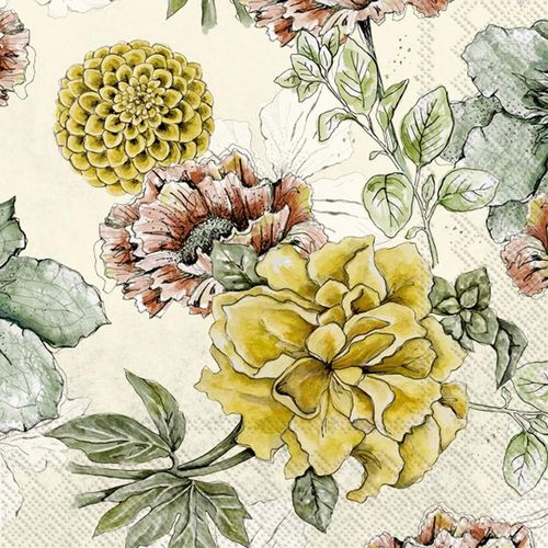 Kal-Lot De 20 Serviettes De Table En Papier 3 Couches Crème Blossom