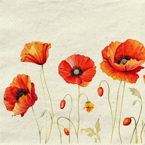 Kal-Lot De 20 Serviettes En Papier Recyclé Motif Fleurs De Magnifiques Coquelicots Comme Décoration De Table Serviettes En Papier Avec Motif Convient Également Pour Le Découpage Et La Technique Des