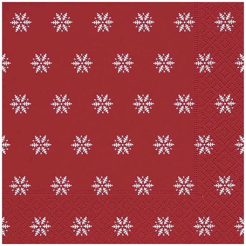 Kal-Serviettes Papier Snowflakes Red 33x33cm. 20u. Inviernos Rojos Y Blancos
