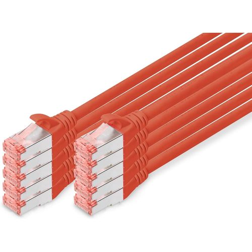 KAL-Câble Lan Cat 6-2M - 10 Pièces - Rj45 Câble Réseau - S/Ftp Blindé - Compatible Cat 6A & Cat 7 - Rouge