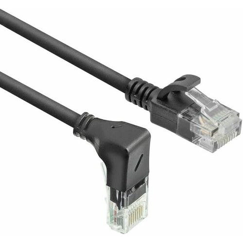KAL-Câble Réseau Cat6A Coudé À 90° Vers Le Bas - U/Utp Lszh - Câble Lan Fin De 3,6 Mm - Câble Ethernet Flexible Avec Fiche Rj45 - Pour Une Utilisation Dans Les Centres De Données, 1,5 M, Vers Le Bas