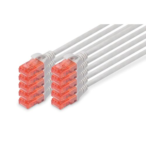 KAL-Câble Lan Cat 6-0,5M - 10 Pièces - Rj45 Câble Réseau - Utp Non Blindé - Compatible Cat-6A & Cat-5E - Gris