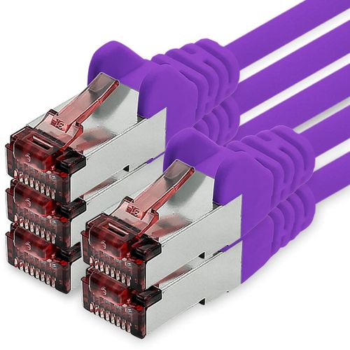 KAL-Câble Réseau Cat6 5 X 0,25 M Violet Câble Ethernet Lankabel Câble Réseau Cat6 Lan Câble Patch Sftp Pimf 1000 Mbits