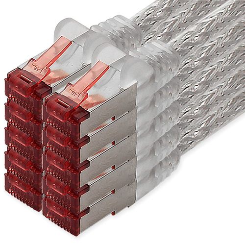 KAL-Câble Réseau Cat6 10 X 1 M Câble Ethernet Transparent Lankabel Câble Réseau Cat6 Lan Câble Patch Sftp Pimf 1000 Mbits