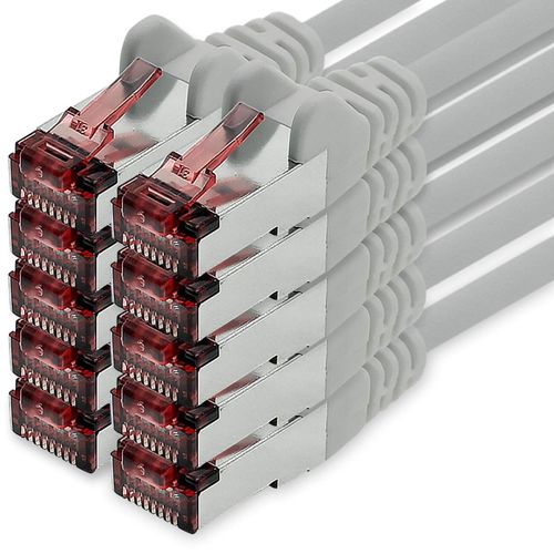 KAL-Câble Réseau Cat6 10 X 0,5 M Gris Câble Ethernet Lankabel Câble Réseau Cat6 Lan Câble Patch Sftp Pimf 1000 Mbits