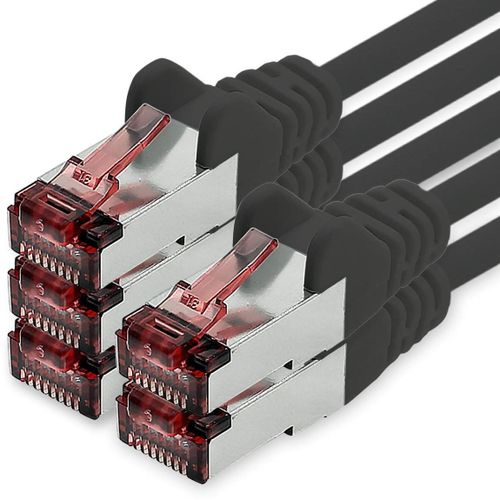 KAL-Câble Réseau Cat6 5 X 1 M Câble Ethernet Noir Lankabel Câble Réseau Cat6 Lan Câble Patch Sftp Pimf 1000 Mbit S