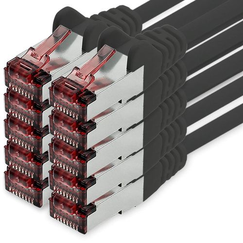 KAL-Câble Réseau Cat6 10 X 0,25 M Câble Ethernet Noir Lankabel Câble Réseau Cat6 Lan Câble Patch Sftp Pimf 1000 Mbits