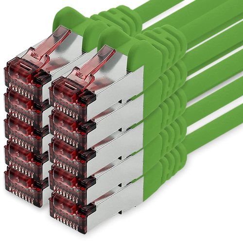 KAL-Câble Réseau Cat6 10 X 0,25 M Vert Câble Ethernet Lankabel Câble Réseau Cat6 Lan Câble Patch Sftp Pimf 1000 Mbit S