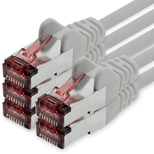 KAL-Câble Réseau Cat6 5 X 1 M Gris Câble Ethernet Lankabel Câble Réseau Cat6 Lan Câble Patch Sftp Pimf 1000 Mbit S
