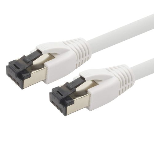 KAL-Câble Réseau Cat 8 De 0,25 M Câble Cat8 Blanc - 1 Pièce Cat.8 Lan 2000 Mhz 40 Gbit S 40Gbase-T Poe+ Patch Cable Câble Ethernet Lszh - 1 X 0,25 Mètre Blanc
