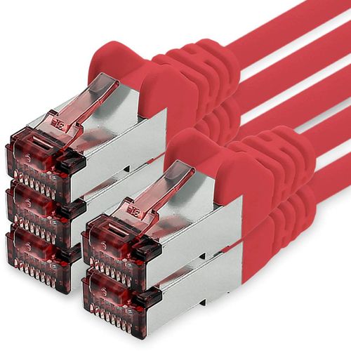KAL-Câble Réseau Cat6 5 X 2 M Rouge Câble Ethernet Lankabel Câble Réseau Cat6 Lan Câble Patch Sftp Pimf 1000 Mbits