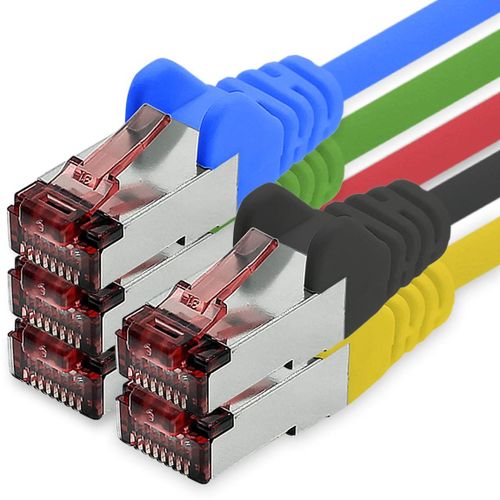 KAL-Câble Réseau Cat6 5 X 0,5 M Couleur 5 Câble Ethernet Lankabel Câble Réseau Cat6 Lan Câble De Raccordement Sftp Pimf 1000 Mbit/S
