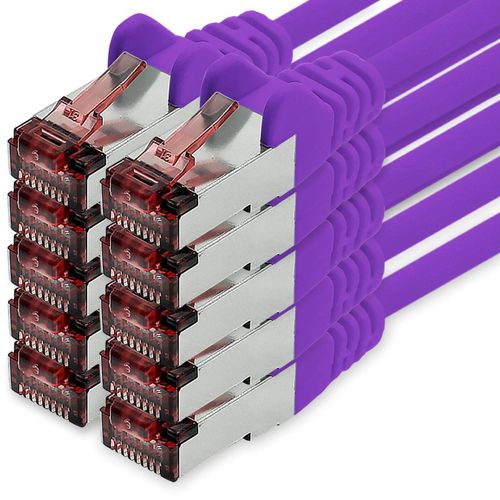 KAL-Câble Réseau Cat6 10 X 1 M Violet Câble Ethernet Lankabel Câble Réseau Cat6 Lan Câble Patch Sftp Pimf 1000 Mbit S