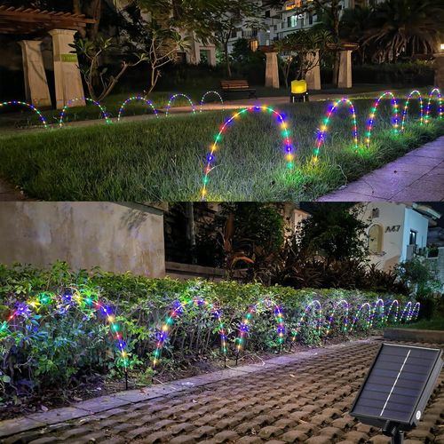 Kal-Lampe Solaire Exterieur Jardin, 5 Pièces 1.2m 24 Led Connectable Lampes À Tube, Guirlande Noel Exterieur Solaire Avec Télécommande, Pour Décor, Jardin, Patio, Chemins, Pelouse - Multicolore