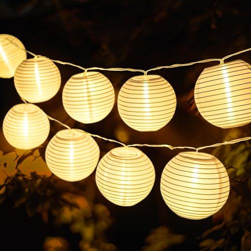 Kal-Guirlande Lumineuse Exterieure Pile Guirlande Lampions Led Interieur 20 Lanternes Led 3,8m (Blanche Chaude)