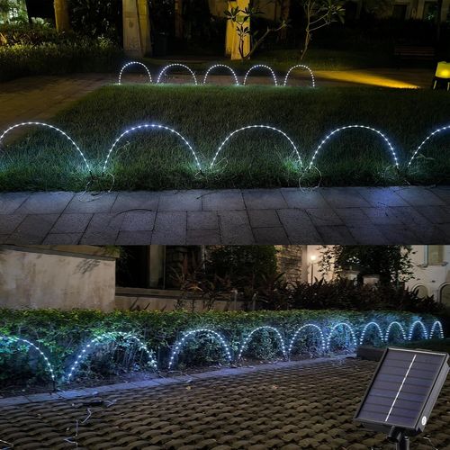 Kal-Lampe Solaire Exterieur Jardin, 5 Pièces 1.2m 24 Led Connectable Lampes À Tube, Guirlande Noel Exterieur Solaire Avec Télécommande, Pour Décor, Jardin, Patio, Chemins, Pelouse - Blanche