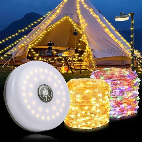 Kal-Guirlande Lumineuse Camping, 8 Modes D'éclairage, Chaîne De Lumières De Camping, Chargement Usb, 10m Guirlande Lumineuse Portable Et Étanche Pour L'extérieur Pour Camping,Jardin,Noël