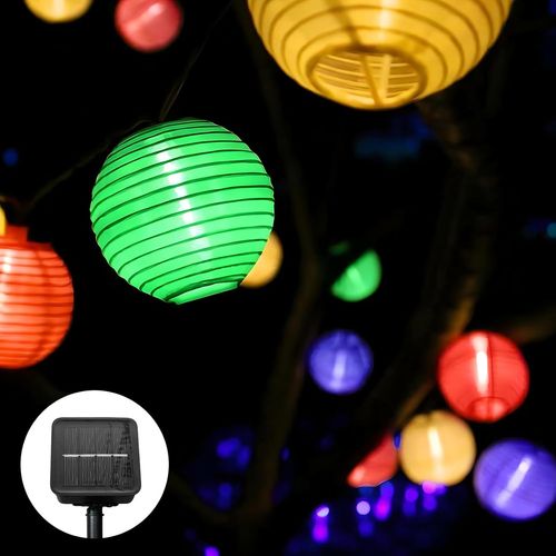 Kal-Guirlande Solaire Extérieure ,5.5m 20 Led Lampion Exterieur,Avec 8 Modes & Ip65 Imperméable Lampe Decorative,Guirlande Solaire Idéal Pour Jardin, Terrasse, Balcon, Mariage (Multicolore)
