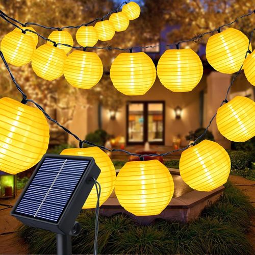 Kal-Guirlande Lumineuse Solaire Extérieur, 6 M/20 Led Lanternes 8 Modes Lampion Solaire Exterieur Étanche Éclairage Solaire Pour Jardin, Balcon, Cour, Mariage, Décoration De Noël Halloween Fête