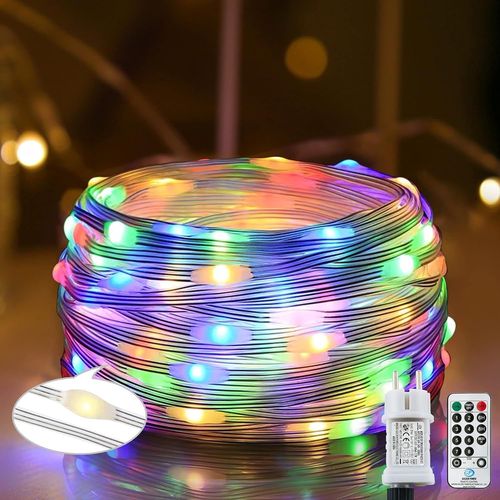 Kal-220led Guirlande Lumineuse Extérieure, 25m/8modes, Pvc Étanche, Avec Télécommande Minuterie Et Prise Intelligente, Pour Intérieur/Extérieur, Fête De Noël, Balcon, Mariage, Fête