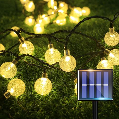 Kal-Guirlande Lumineuse Solaire D'extérieur - 10 M - 40 Led - Pour Balcon, Jardin, Terrasse - Allumage Et Arrêt Automatique - Étanche Ip65 - 8 Modes D'éclairage