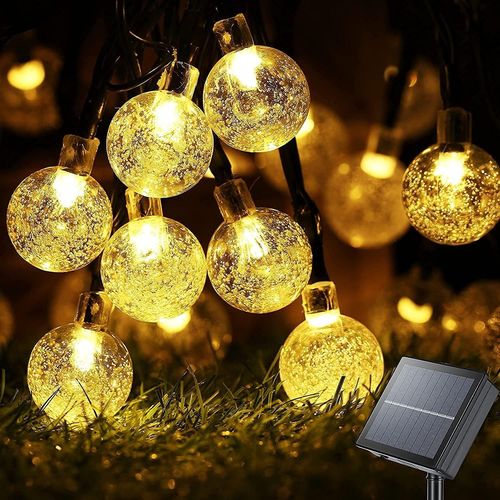 Kal-Guirlande Lumineuse Exterieure, 8 Modes 7m 30led Lampe Solaire Exterieur Pour Terrasse,Jardin,Cour,Porche,Lumiere Solaire Exterieur Décoration De Fête De Mariage