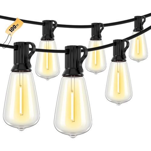 Kal-Guirlande Lumineuse Extérieure À Led Vintage, 8 M, 10 Ampoules E27 Étanches, 2700k, Éclairage Décoratif Pour Jardin, Terrasse
