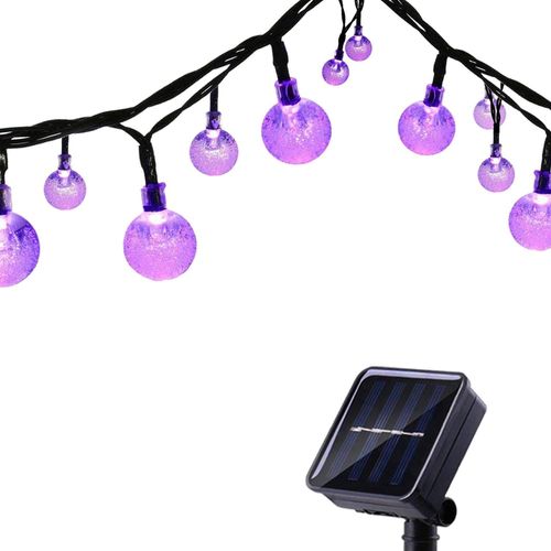 Kal-Guirlande Solaire Extérieure Avec Ballon, 6,5m 30 Led Guirlande Lumineuse Solaire Etanche, 8 Modes D'éclairage Lampe Décoratives Pour Jardin Gazebo Patio Cour Clôture Extérieur (Violet)