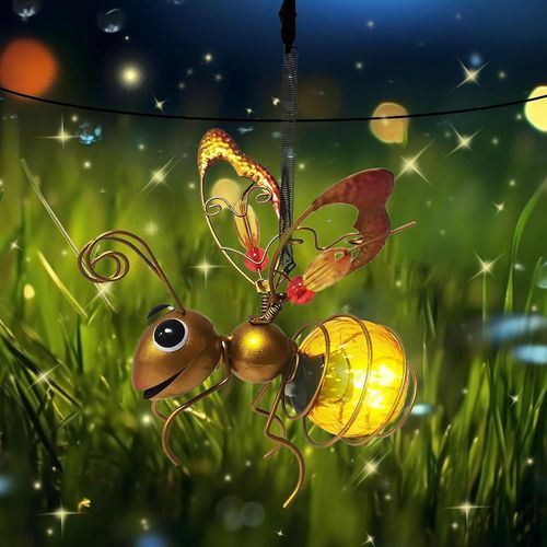 Kal-Solaire Exterieur Jardin,Lumières Solaires Suspendues Honeybee,Lampe Solaire À Suspendre En Forme D'abeille,Lampe Solaire Exterieur Decoration,Décoration D'extérieur,Pour Patio