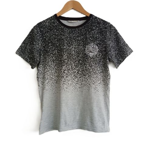 T-Shirt Noir Et Gris Chiné. H&M. Taille 13 - 14 Ans. 158 - 164 Cm