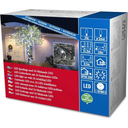 KAL-3621-140 Guirlande D'Eclairage Extérieur 20 Micro Leds 24 V Effet Flash Blanc Câble Noir
