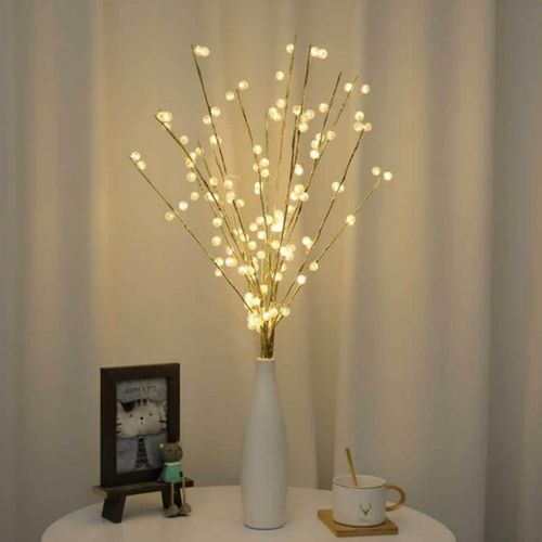 KAL-70 Cm 2 Branches 40 Ampoules Led Lampe De Branche À Piles Led Branches De Saule Éclairées Remplissage De Vase Utilisation Pour Les Décorations De Noël De Fête À La Maison Intérieure Et Extérieure