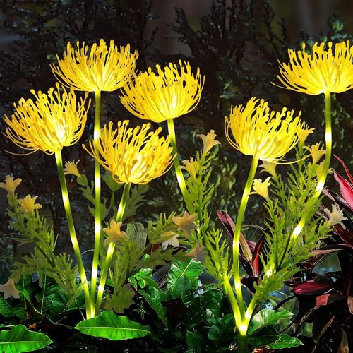Kal-Gartendeko Lot De 2 Lampes Solaires D'extérieur Pour Extérieur, Jardin, Fleurs, Lampes Solaires Étanches Avec 3 Fleurs, Pour Pelouse, Terrasse, Balcon, Jardinière