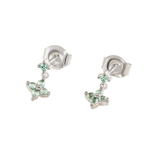 Boucles D'oreilles Agatha Beloved 2 Motifs_X000d_ Argent Rhodié Oxydes Verts